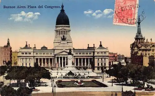 L361 Argentinien Buenos Aires Plaza del Congreso Vintage Postkarte