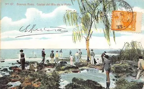 L360 Argentinien Buenos Aires Costa del Rio de la Plata Menschen Litho Postkarte