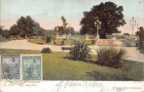 L360 Argentinien 1905 Buenos Aires La Barranca de Bergrano Garten Litho Postkarte