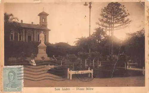 L360 Argentinien 1920 San Isidro Plaza Mitre Square Bänke Vintage Postkarte