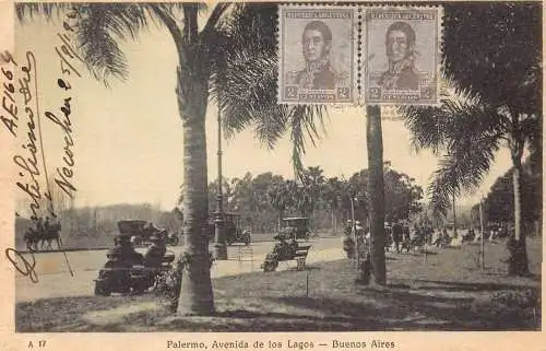 L361 Argentinien 1921 Buenos Aires Palermo Avenida de los Lagos Autos Postkarte