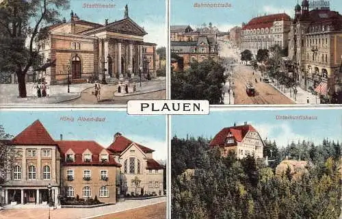 A118 Deutschland 1916 Theater Straßenbahn Koenig Albert-Bad Bahnhof WWI Feldpostkarte