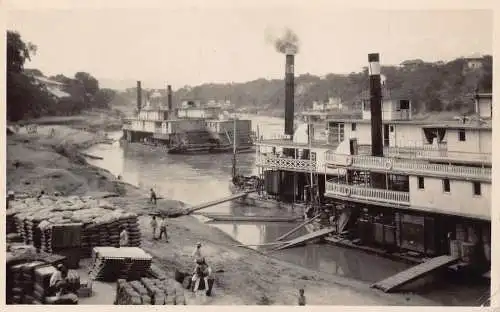 Kolumbien lädt Ware auf Dampfschiffen Vintage Echtfoto Postkarte