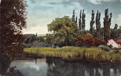 A110 Landschaft 1912 Hilfarth Natur Waldhaus See Vintage Postkarte