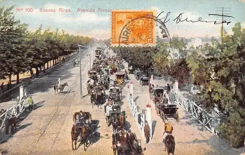 L359 Argentinien 1908 Buenos Aires Avenida Alvear Avenue Kutschen Postkarte