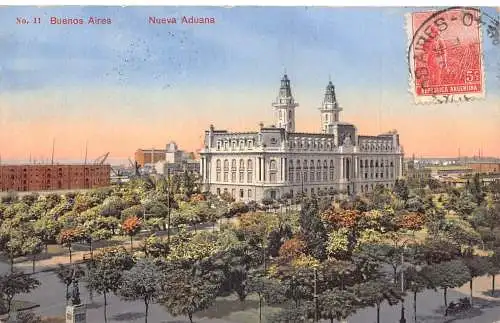 L358 Argentinien 1913 Buenos Aires Nueva Aduana Palace Vintage Postkarte