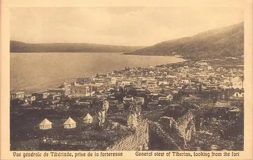 B066 Israel Gesamtansicht von Tiberias mit Blick vom Fort Vintage Postkarte