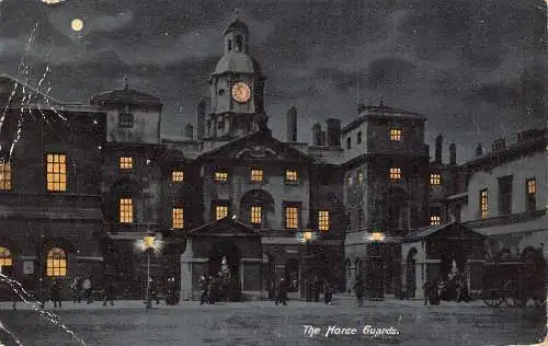 B064 England 1904 London Horse Guards Moonlight Vintage Postkarte