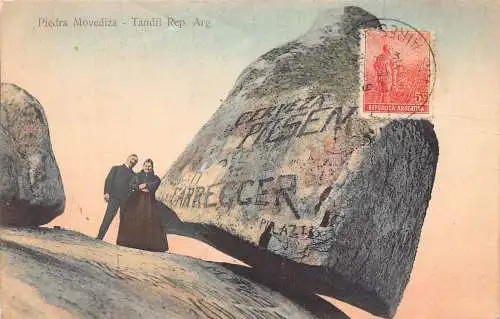 L357 Argentinien 1914 Piedra Movediza Tandil Felsen Paar Vintage Postkarte