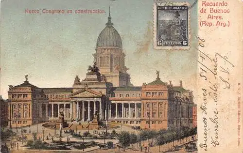 L358 Argentina Recuerdo de Buenos Aires Nuevo Congreso en Construccion Postkarte