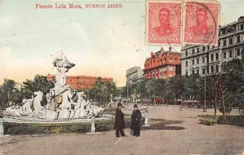 L357 Argentinien 1911 Buenos Aires Brunnen Lola Mora Vintage Postkarte