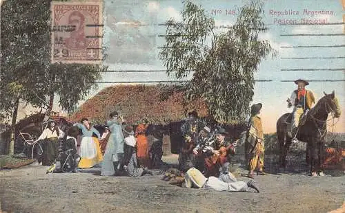 L356 Argentinien 1929 Pericon National Ethnic Horseman Dances Traditions Postkarte
