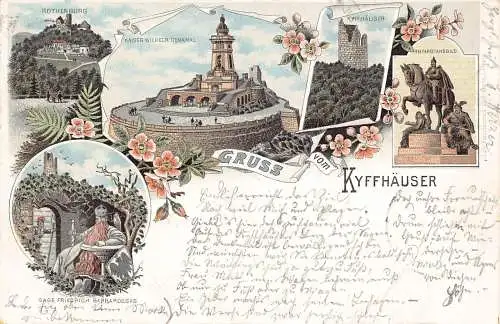 L083 Deutschland Thüringen 1896 Gruss aus Kyffhaeuser Litho Postkarte