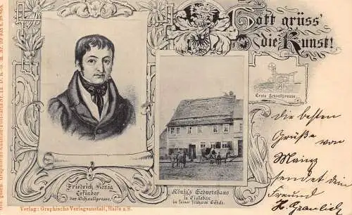 L083 Deutschland 1900 Eisleben König Feuerrich Litho Vintage Postkarte