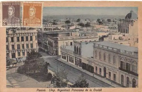 L356 Argentinien Parana Panorama de Ciudad Vintage Postkarte