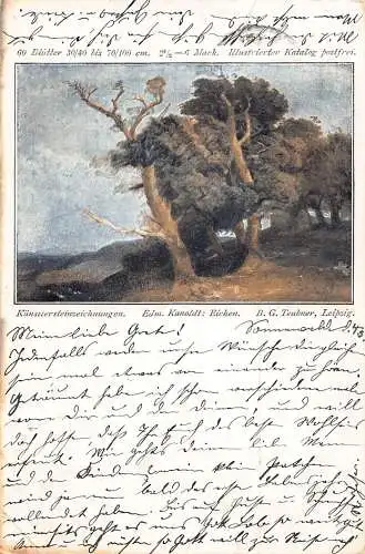 L352 Gemälde 1907 Künstler Steinzeichnungen Bäume B G Teubner Landschaft Postkarte