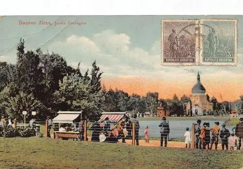 L356 Argentinien Buenos Aires Zoologischer Garten Zoo Kinder See Vintage Postkarte
