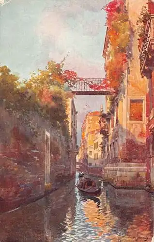 A113 Italien 1914 Venedig Rio Albrizzi Kanal Gondel Gemälde signierte Postkarte