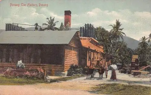 L227 Malaysia Penang Tee Factory Vintage Postkarte