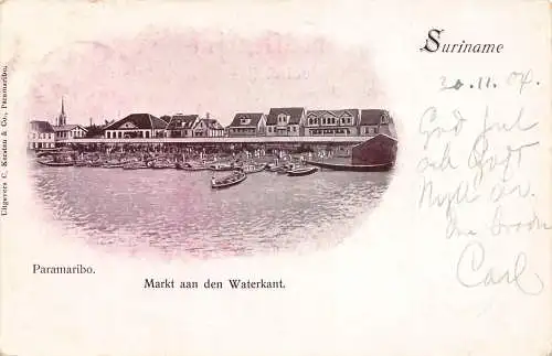 Suriname Paramaribo 1904 Marktboote Vintage Postkarte