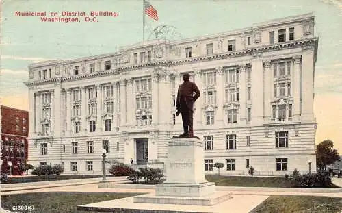 A114 US Washington DC 1912 Municipal District Building Shepherd Statue Postkarte