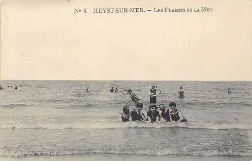 A114 Belgien 1909 Heist-aan-Zee Heyst-Sur-Mer Menschen baden im Meer Postkarte