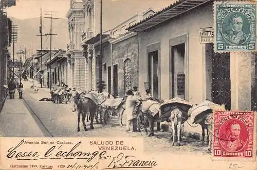 Venezuela Caracas 1904 Avenida Esel Geschäfte Handel Vintage Postkarte