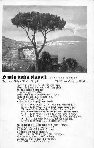 Liedkarte O mia bella Napoli Tango Gesamtansicht Neapel Vintage Postkarte