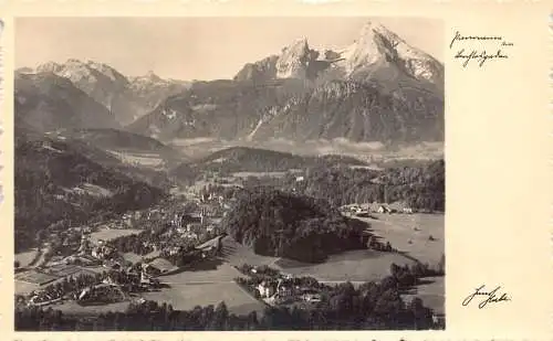 B073 Deutschland Berchtesgaden mit Watzmann RPPC Vintage Postkarte