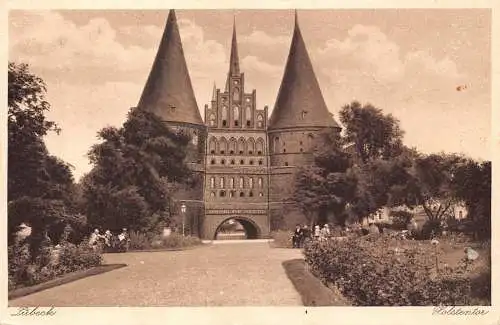 B072 Deutschland Lübecker Holstentor Tor Vintage Postkarte