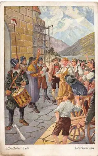 Bauernaufstand und Protest vor Burgwache Kunst Vintage Postkarte