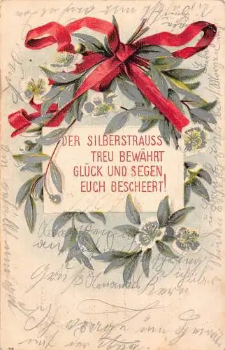 Segen 1904 Blumenkrone mit rotem Band Vintage Postkarte