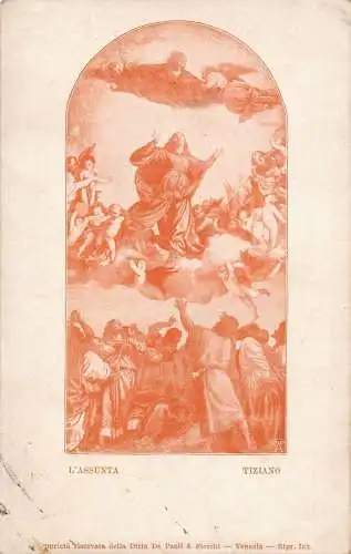 Kunst Religiöse L'Assunta von Tiziano Passepartout Vintage Postkarte