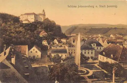 B076 Deutschland 1912 Schloss Johannesburg u Stadt Jauernig Vintage Postkarte