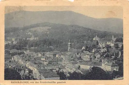 B076 Deutschland Baden-Baden von der Friedrichhöhe gesehen Postkarte