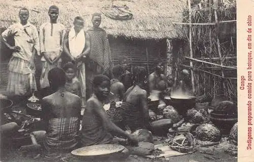 Kongo Indigene Völker machen Essen für Batuque Todestag Ethnisch undiv Postkarte