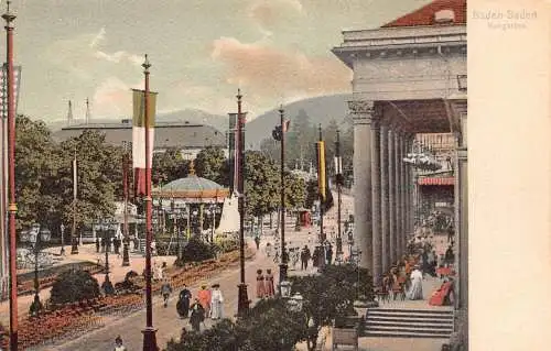 Deutschland Baden-Baden Kurgarten Vintage Postkarte