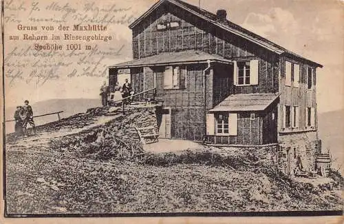B077 Polen 1923 Gruss von Maxhütte Seehöhe Riesengebirge Riesengebirge AK