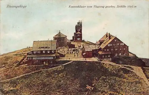 B077 Polen 1923 Riesengebirge Koppenhaeuser Luftaufnahme Riesengebirge Postkarte