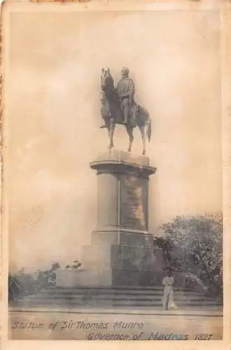 Indien Die Insel, Chennai Statue Sir Thomas Munro Gouverneur Madras RPPC Postkarte