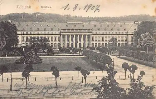 A130 Deutschland 1907 Schloss Schloss Koblenz Vintage Postkarte