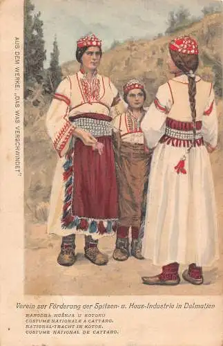 B069 Kroatien 1909 Mädchen Volkskostüme Spitz Split Industrie Dalmatien Postkarte