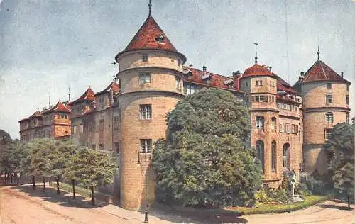 B073 Deutschland Stuttgart Altes Schloss Schloss Vintage Postkarte