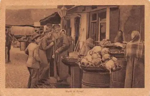 B068 Ukraine 1917 Markt in Kovel Kowel Verkäufer Alter Mann 1. Weltkrieg Feldpostkarte