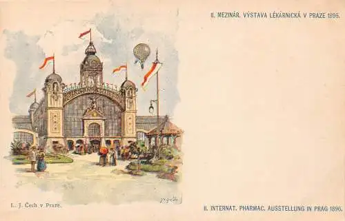 B068 Tschechien 1896 Int Apothekenausstellung Prager Schlangenpavillon Postkarte