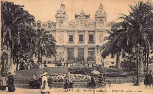 B070 Monaco Monte Carlo Facade du Casino Front Vintage Postkarte