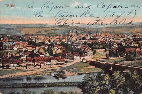 B075 Deutschland Trier Gesamtansicht Vintage Postkarte
