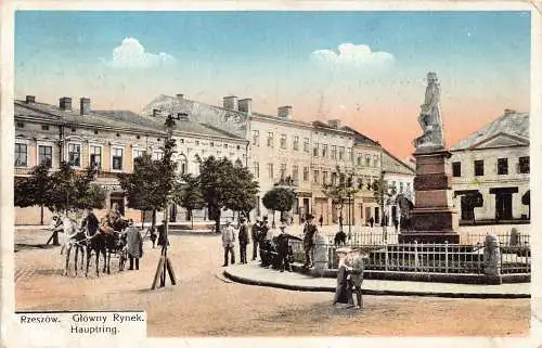 B069 Polen Rzeszow Glowny Rynek Platz Kinder Statue 1. Weltkrieg Feld Postkarte