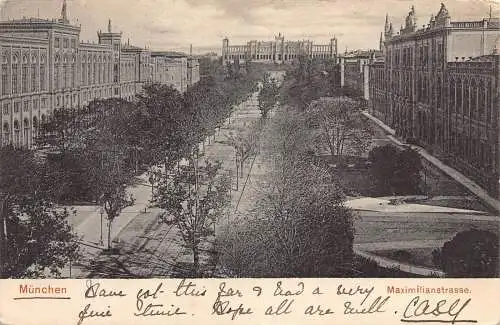 L020 Deutschland 1906 Bayern München Maximilianstraße Vintage Postkarte