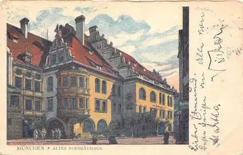 L020 Deutschland 1899 München Altes Hofbräuhaus Brauerei Litho Vintage Postkarte
